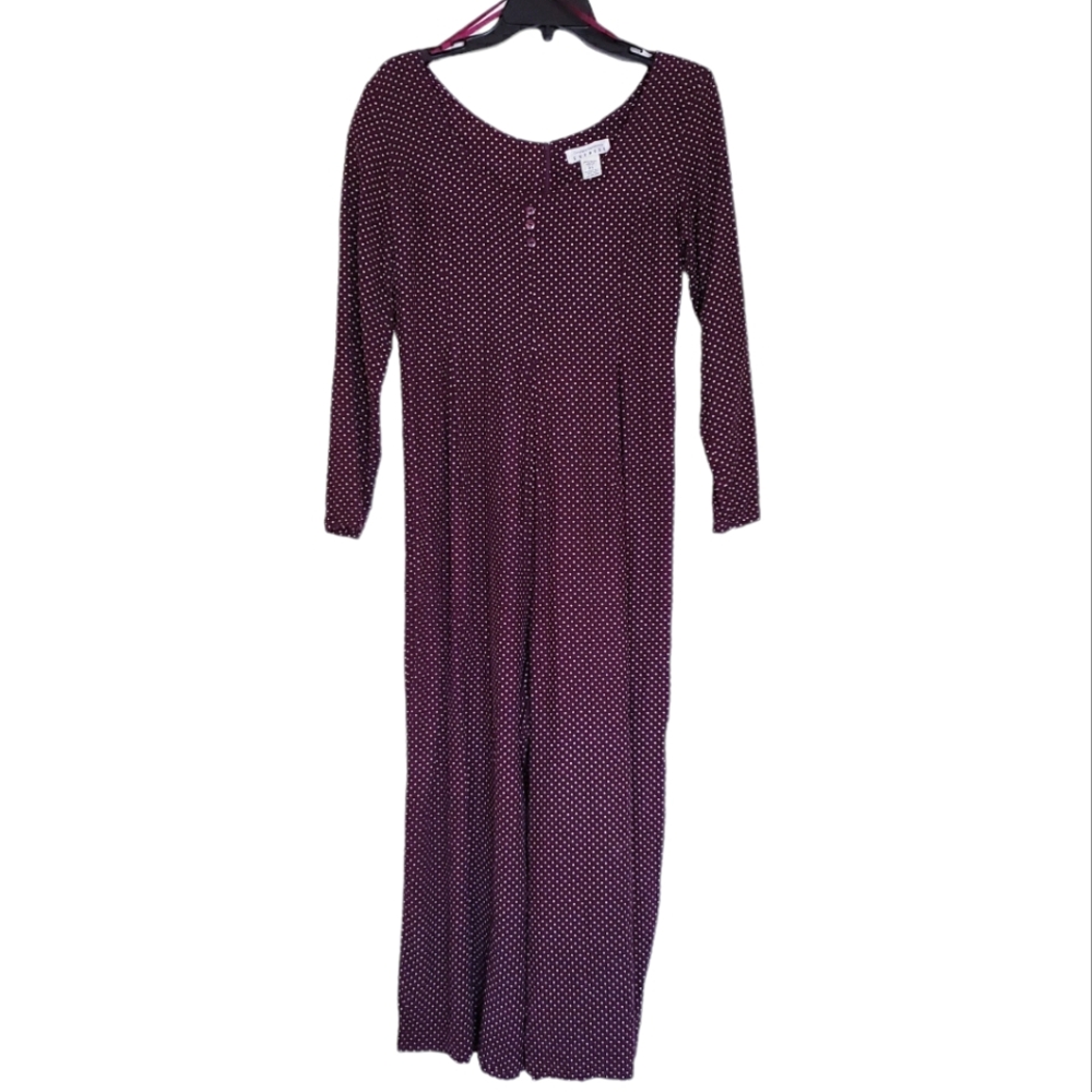 Vintage Express Burgundy Polka Dot Jumpsuit